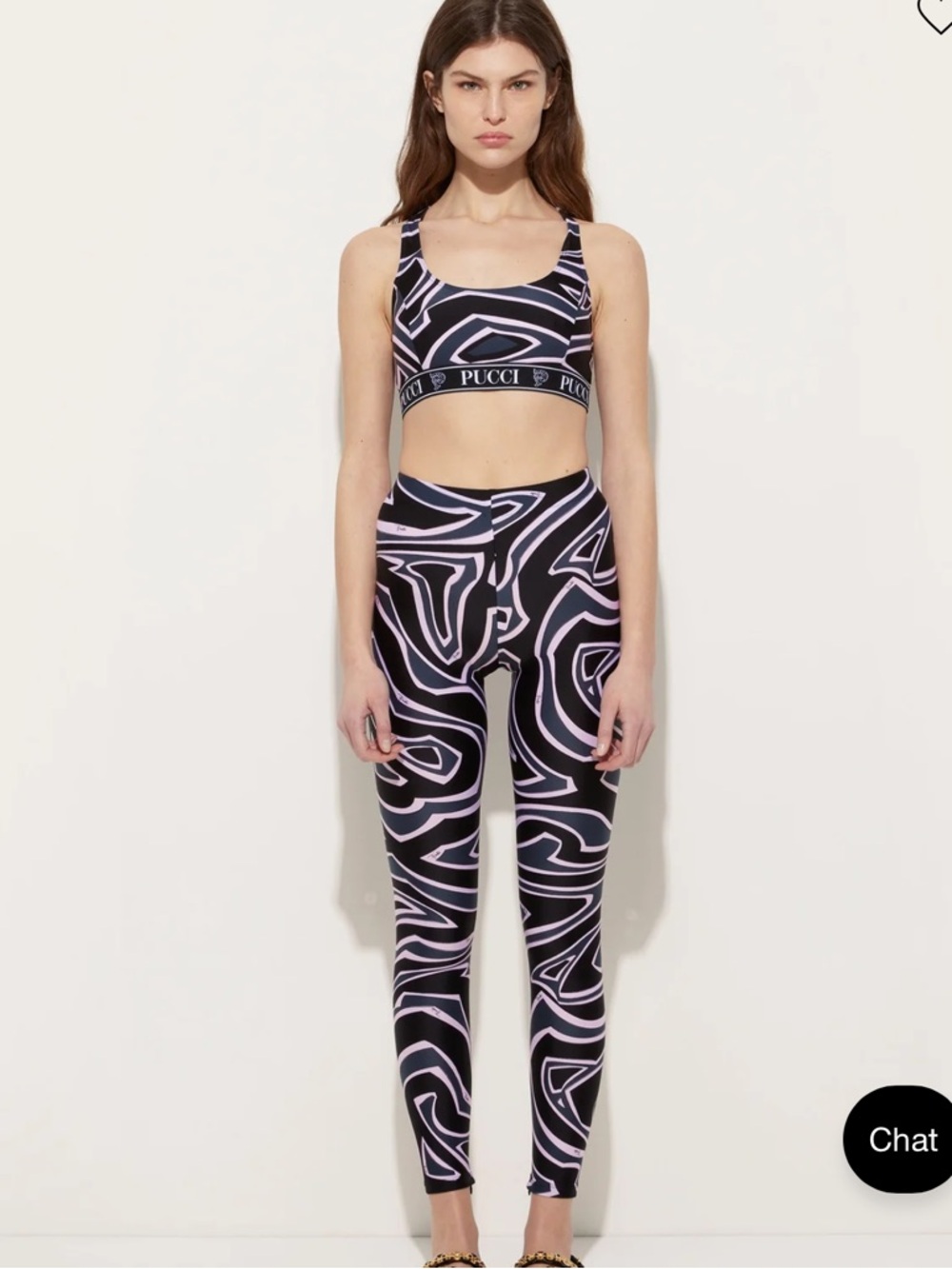 Emilio Pucci Black and Light Purple Swirl Print Leggings - Picture 5 of 7